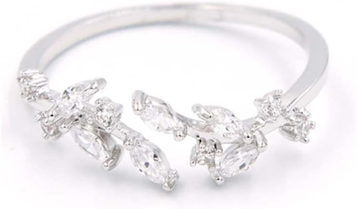 MIFYNN Double Leaf Wrap Rings for Women Dainty Zircon Rings Adjustable Hypoallergenic