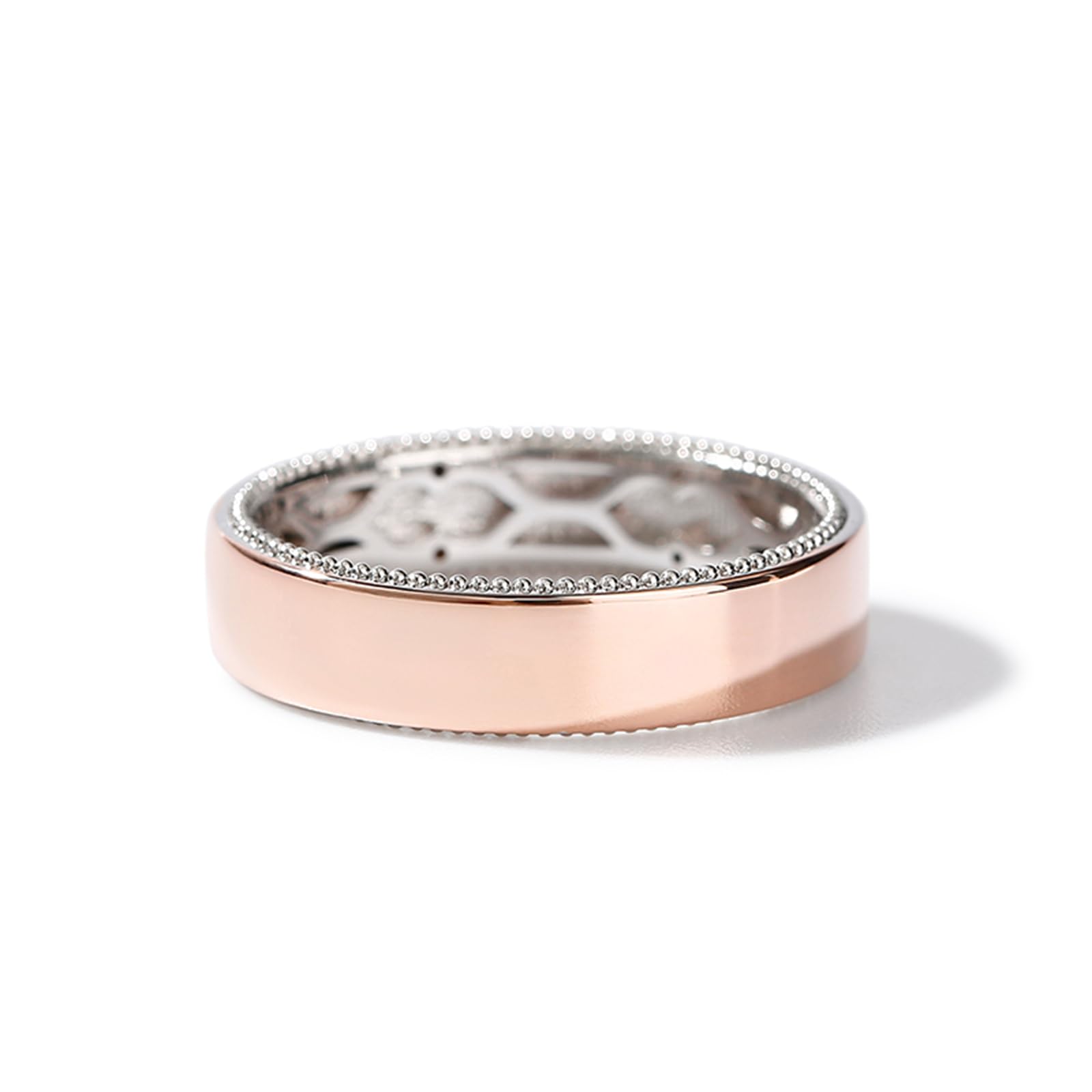 Jeulia Floral Ring Band Sterling Silver Two Tone Leaf Carved Vintage Unique Hollow Flower Rose Gold Jewelry Engagement Wedding Bridal Sets Stackable Anniversary Promise with Gift Box