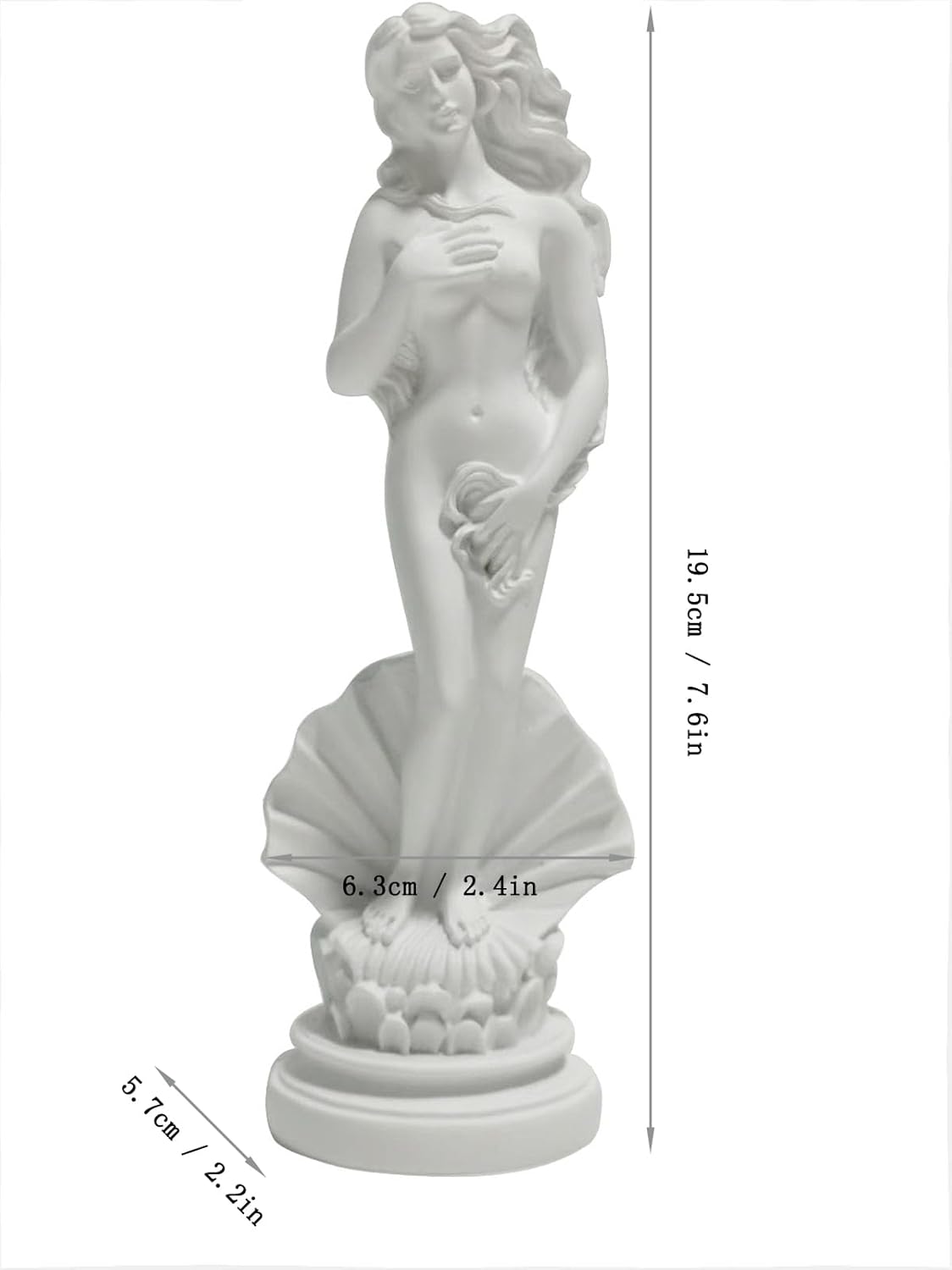 Aphrodite Statue The Birth of Venus 7.6 Inch - Greek Roman Goddess Sculpture, Handmade Resin Art Figurine Classical White Statue, Home & Office Decor