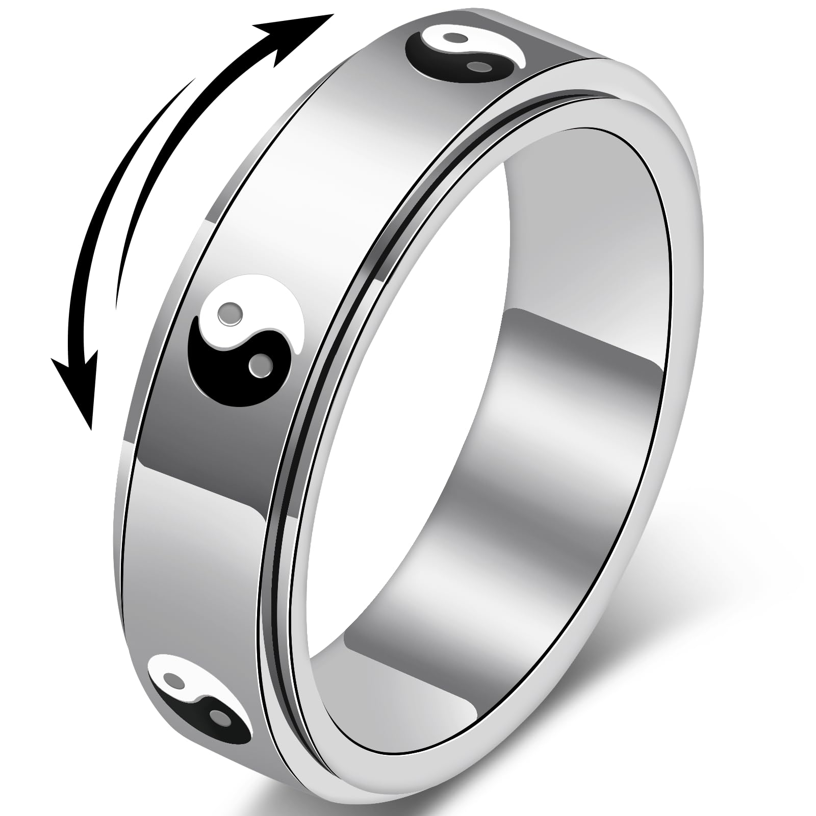 Evil Eye Fidget Ring for Women - 18K Gold Plated Stainless Steel Spinner Rings for Anxiety Relief, Ojo Turco Ring Luck Amulet, Turkish Faith Protection Stackable Jewelry Gift for Women Men