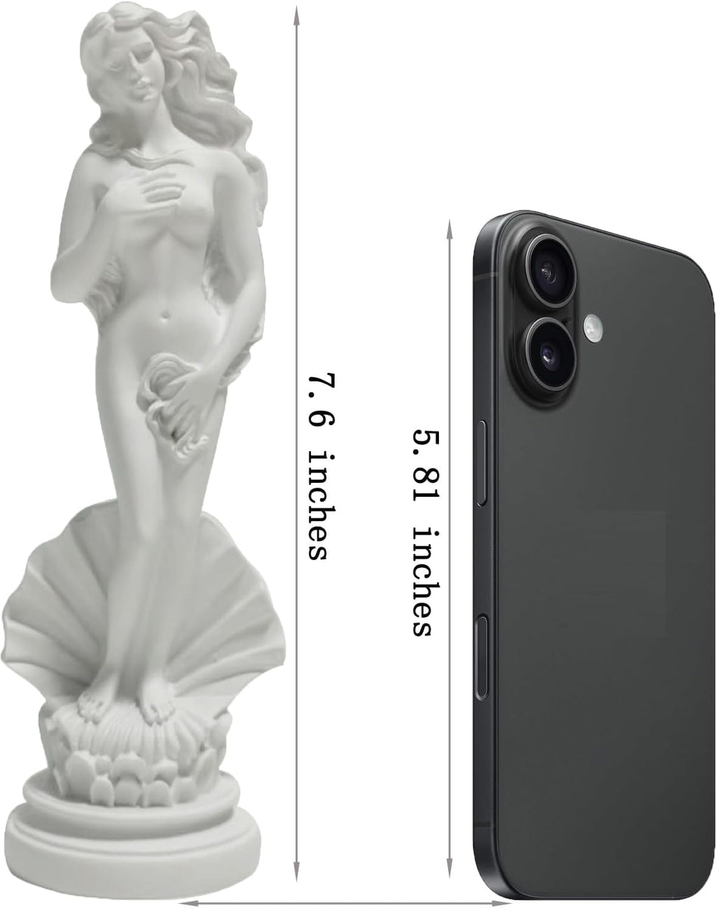 Aphrodite Statue The Birth of Venus 7.6 Inch - Greek Roman Goddess Sculpture, Handmade Resin Art Figurine Classical White Statue, Home & Office Decor