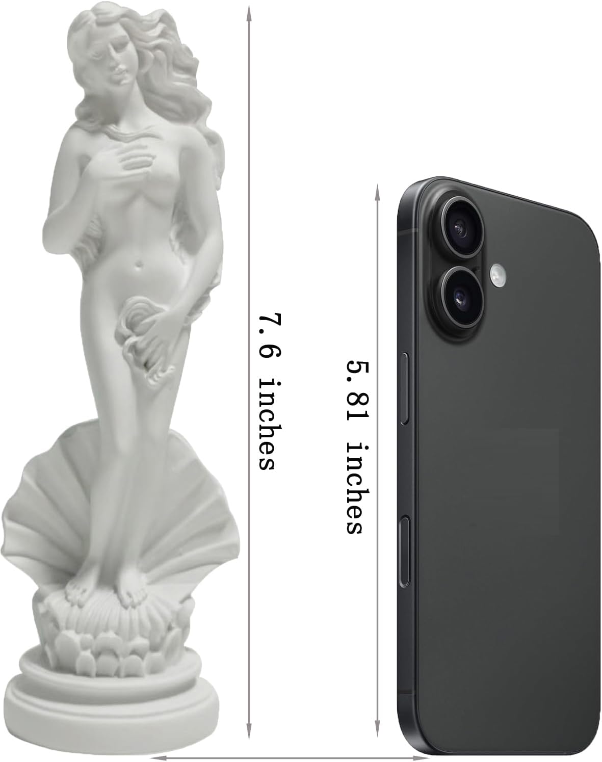 Aphrodite Statue The Birth of Venus 7.6 Inch - Greek Roman Goddess Sculpture, Handmade Resin Art Figurine Classical White Statue, Home & Office Decor