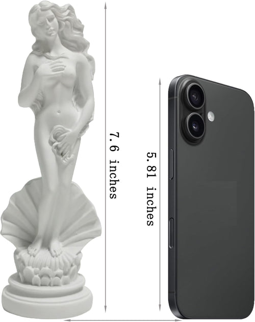 Aphrodite Statue The Birth of Venus 7.6 Inch - Greek Roman Goddess Sculpture, Handmade Resin Art Figurine Classical White Statue, Home & Office Decor