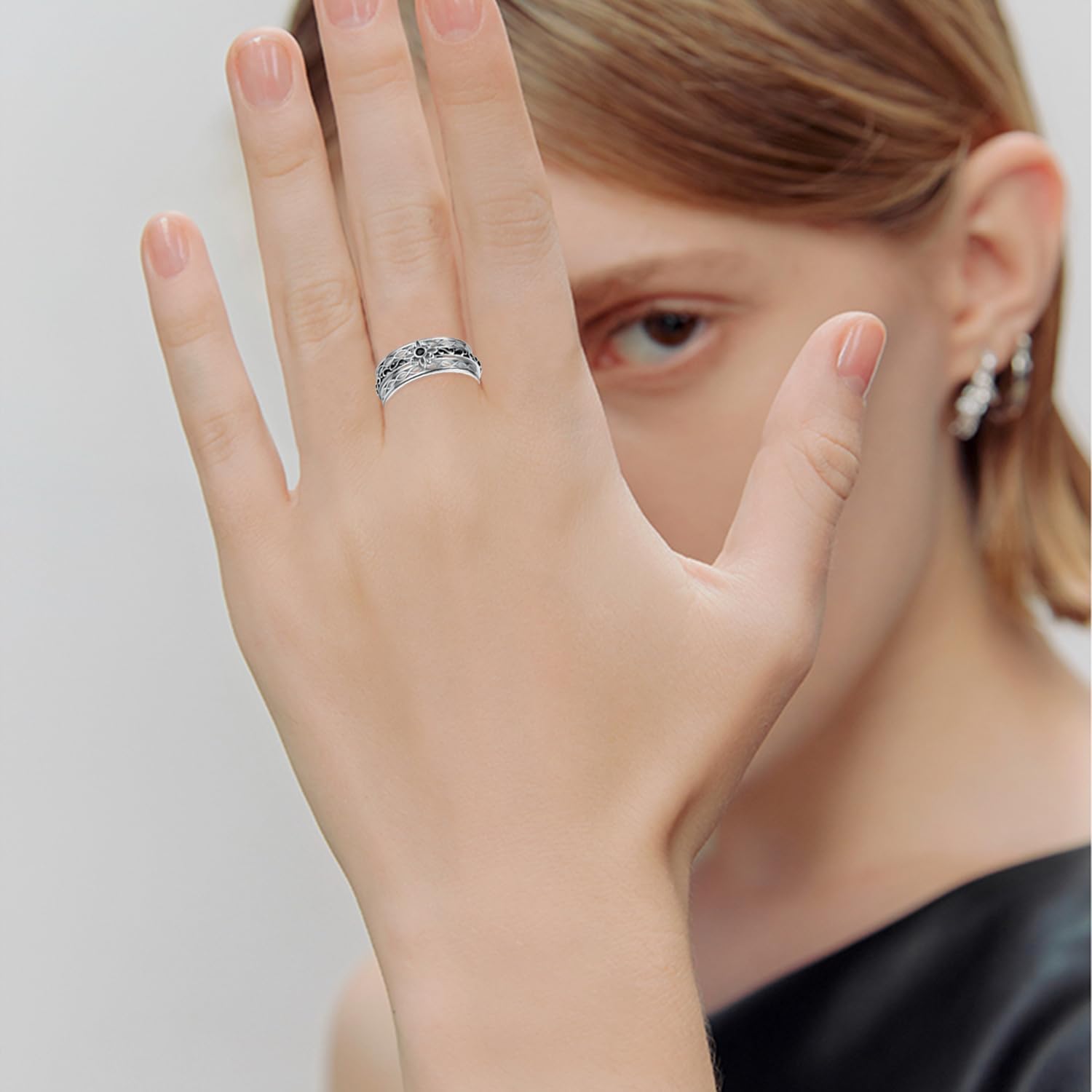 Anxiety Ring 925 Sterling Silver Spinning Witches Knot Ring Anti-anxiety Stress Reduction Jewelry Woman Birthday Gift (Size 7,8,9)