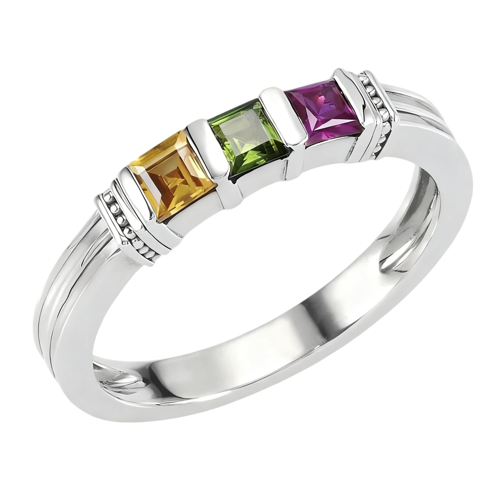 Birthstone Rings for Women Customized and Personalized 3 to 5 Gemstone Rings Family Birth Stone Ring 10K /14K /18K Solid Gold Gift for Mother Free Engraving