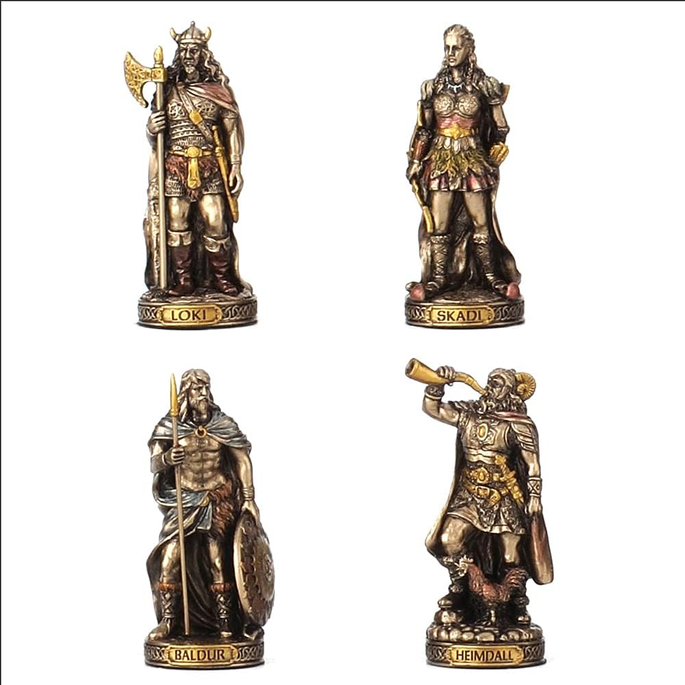 Veronese Design Norse Gods Resin Figurines Hand Painted Bronzed Statue