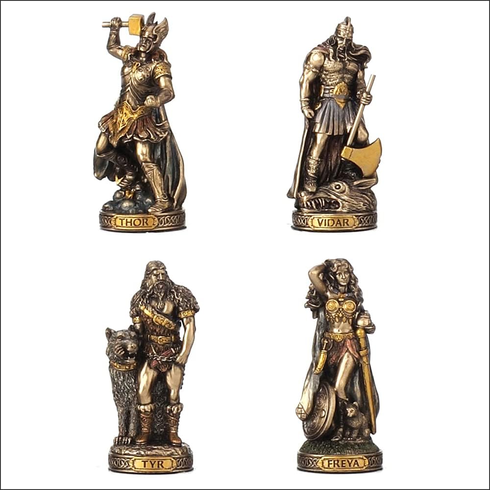 Veronese Design Norse Gods Resin Figurines Hand Painted Bronzed Statue