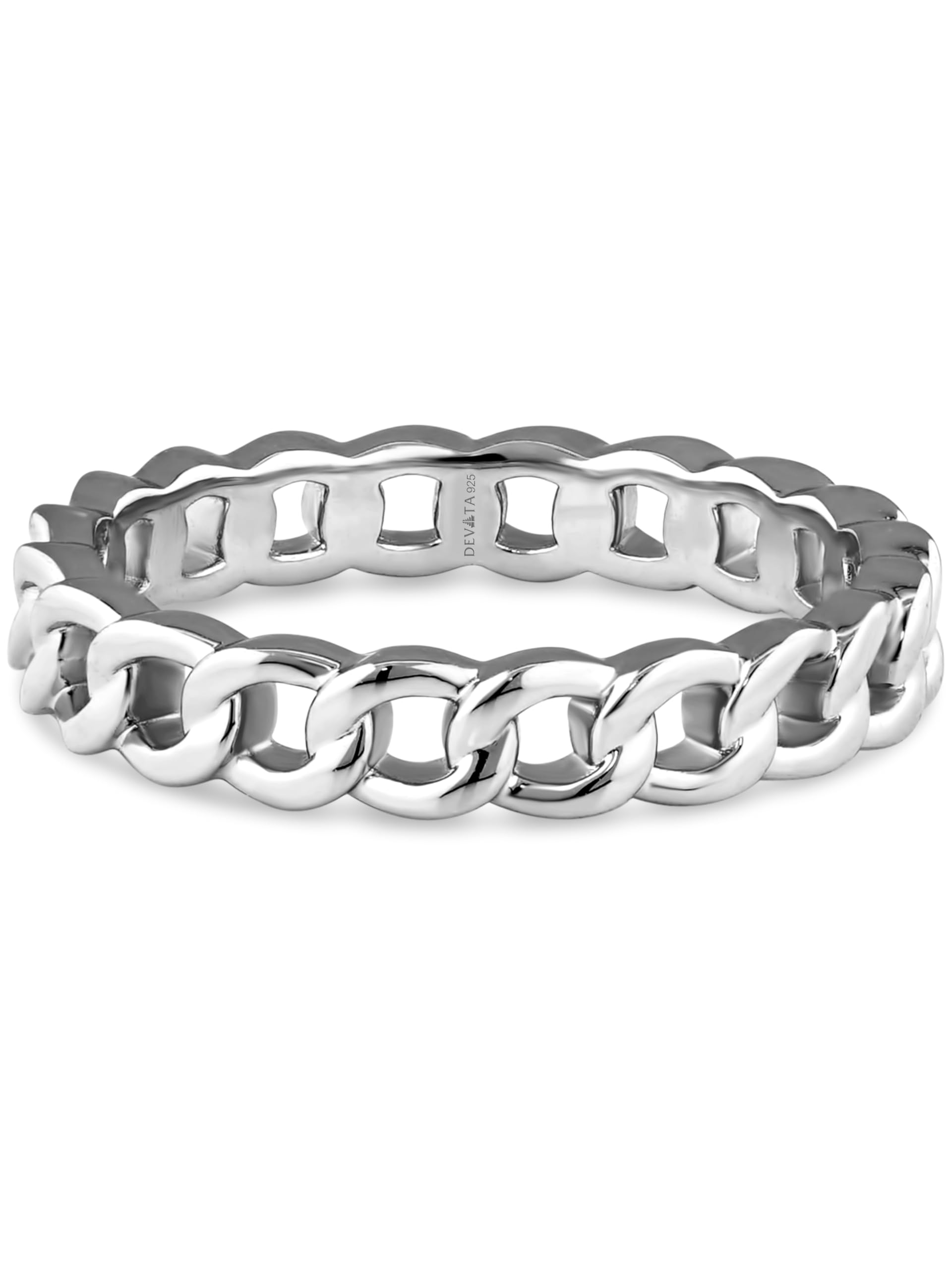 DEVATA Gold or Rhodium Plated Sterling Silver 925 – Eternity, Band Ring for Women – Heart, Knot, Clover, Infinity, Mariner, Cable, Curb, Cuban, Figaro, Daisy, Rope, Ribbed, Dome