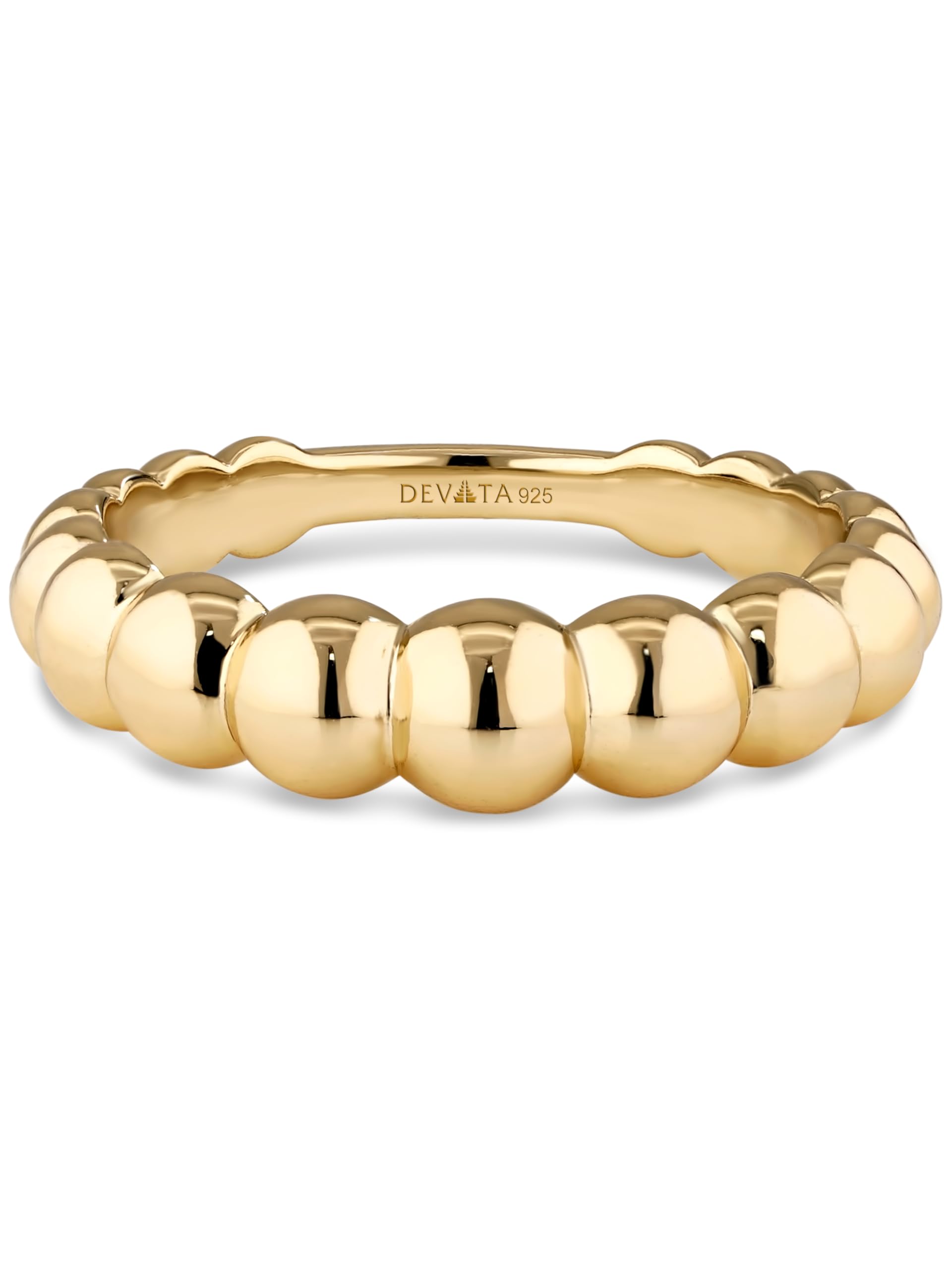 DEVATA Gold or Rhodium Plated Sterling Silver 925 – Eternity, Band Ring for Women – Heart, Knot, Clover, Infinity, Mariner, Cable, Curb, Cuban, Figaro, Daisy, Rope, Ribbed, Dome