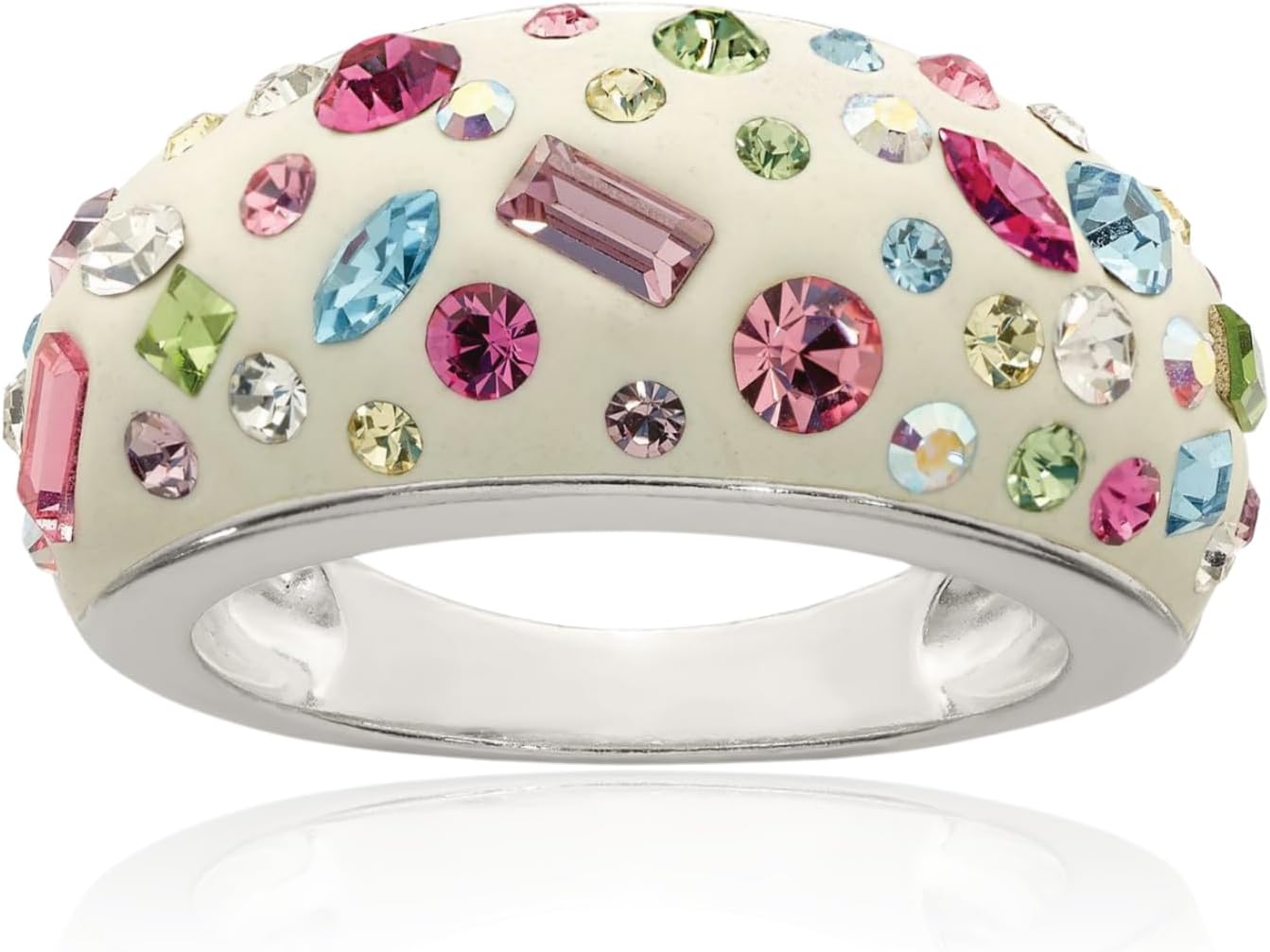 IceCarats 925 Sterling Silver Rhinestone Crystals Multi-color White Cocktail Statement Ring