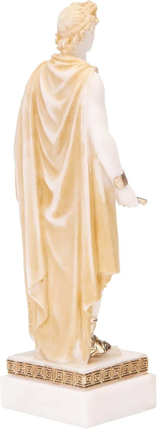 BEAUTIFUL GREEK STATUES Apollo God Of Music Poetry Art Gold Tone Alabaster Statue Sculpture 6.4 Inches