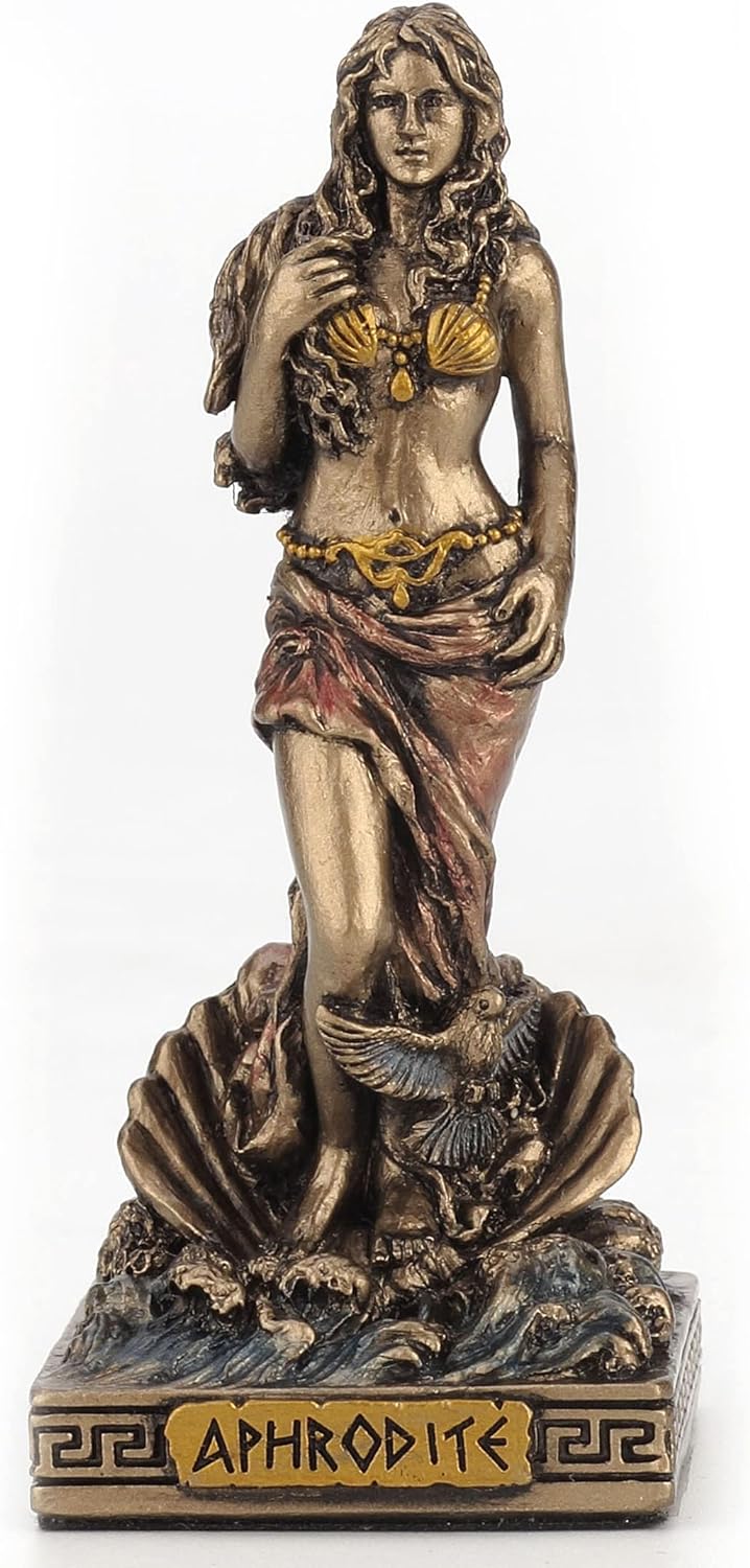 Veronese Design 3 1/2 Inch Aphrodite The Greek Goddess of Beauty Resin Miniature Figurine Hand Painted Bronze Finish