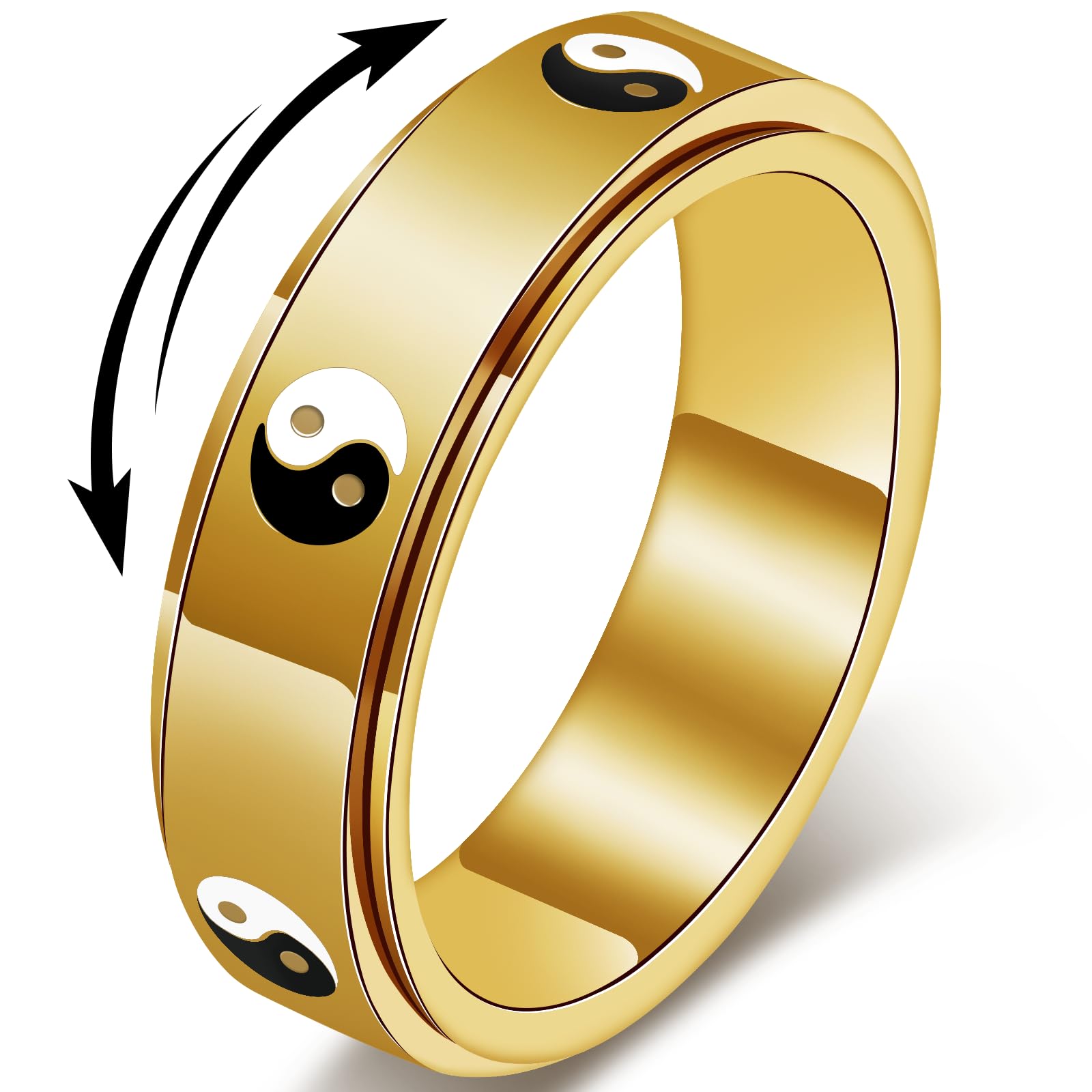 Evil Eye Fidget Ring for Women - 18K Gold Plated Stainless Steel Spinner Rings for Anxiety Relief, Ojo Turco Ring Luck Amulet, Turkish Faith Protection Stackable Jewelry Gift for Women Men