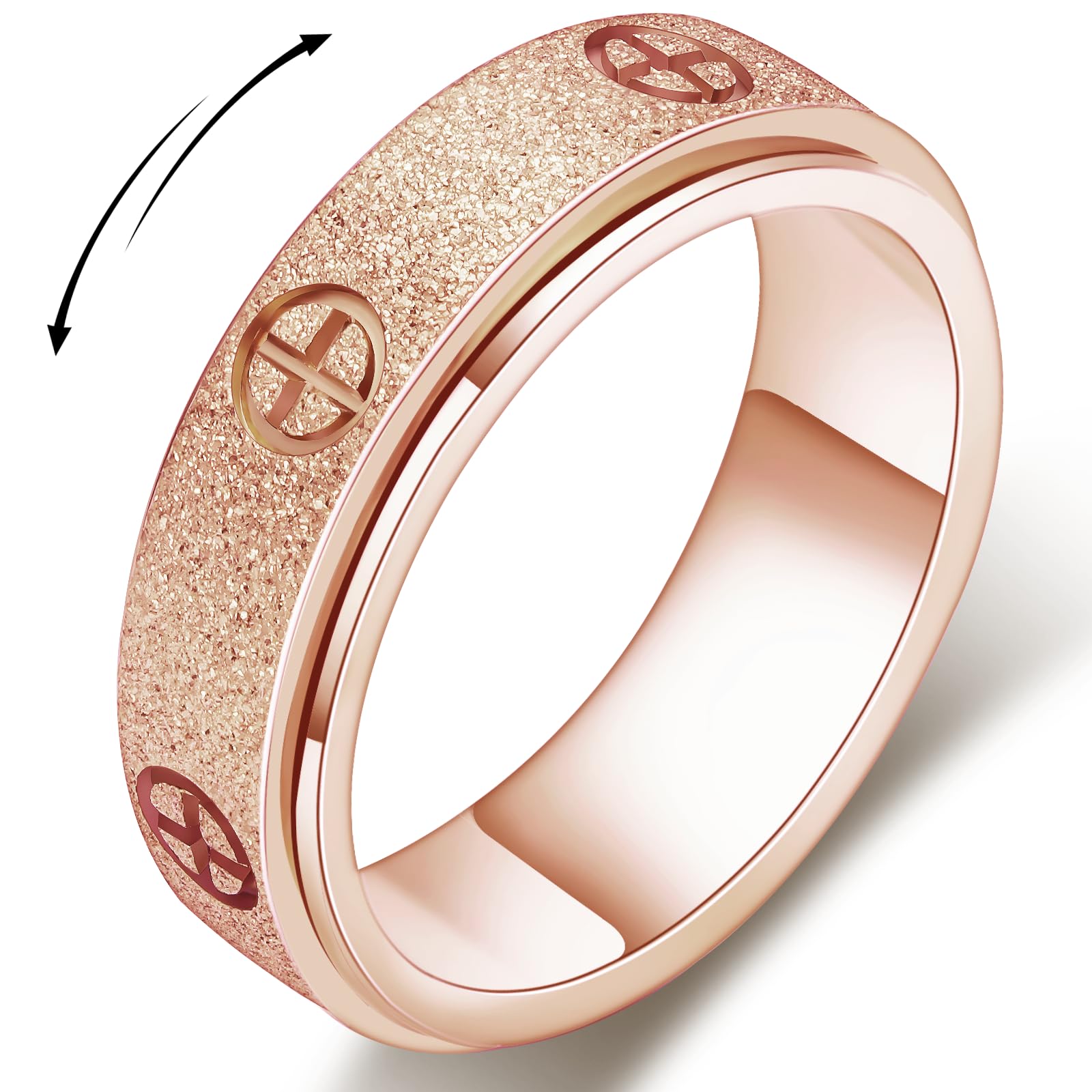 Dainty Gold Fidget Rings for Women: Stunning Fidget Toys & Fidget Spinners for Adults -18K Gold Plated Cross Rings, Love Ring & Eternity Band for Couples