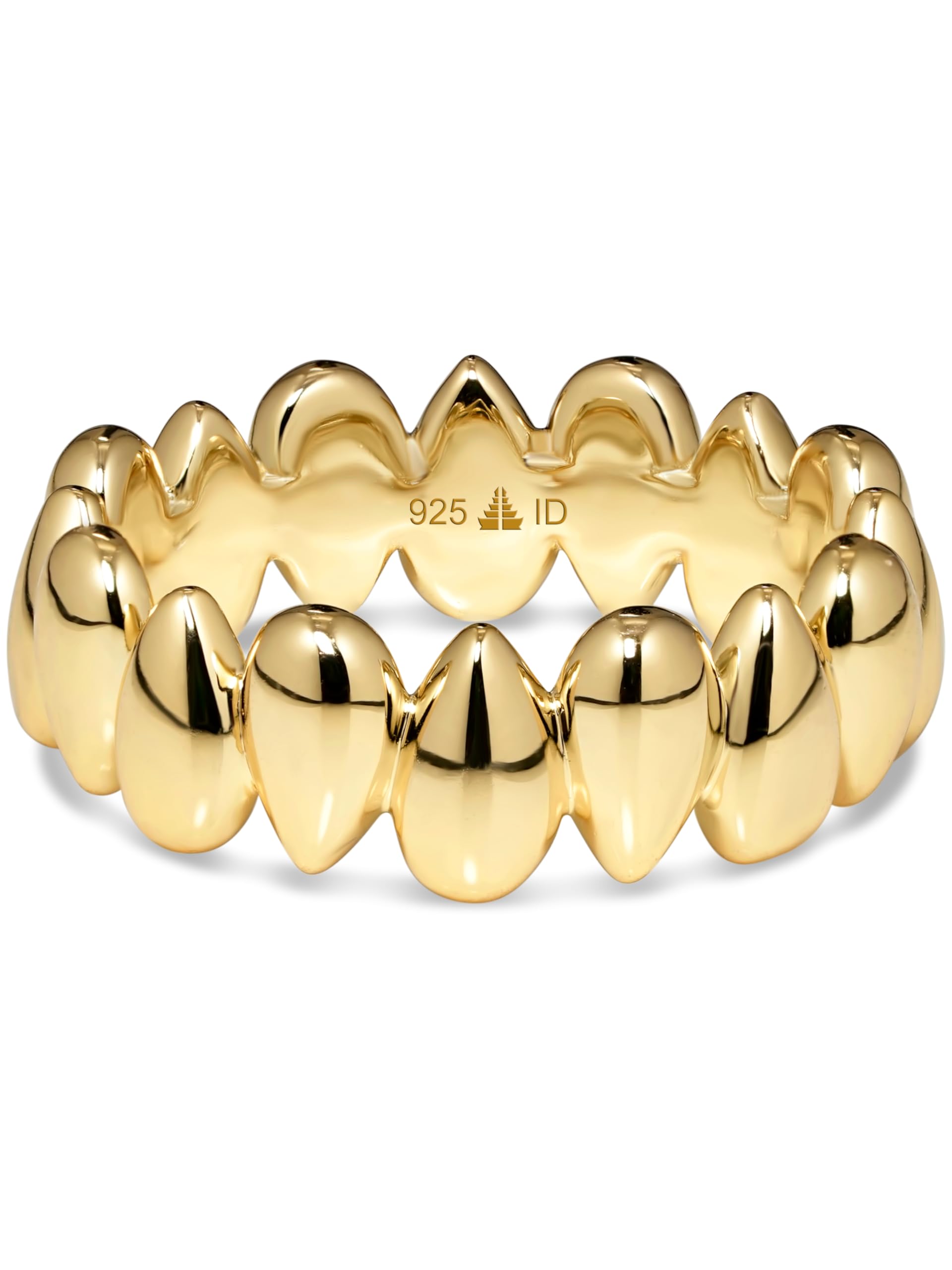 DEVATA Gold or Rhodium Plated Sterling Silver 925 – Eternity, Band Ring for Women – Heart, Knot, Clover, Infinity, Mariner, Cable, Curb, Cuban, Figaro, Daisy, Rope, Ribbed, Dome