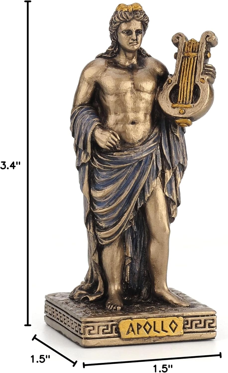 Veronese Design 3 3/8 Inch Greek God Apollo Resin Hand Painted Bronze Finish Miniature Figurine