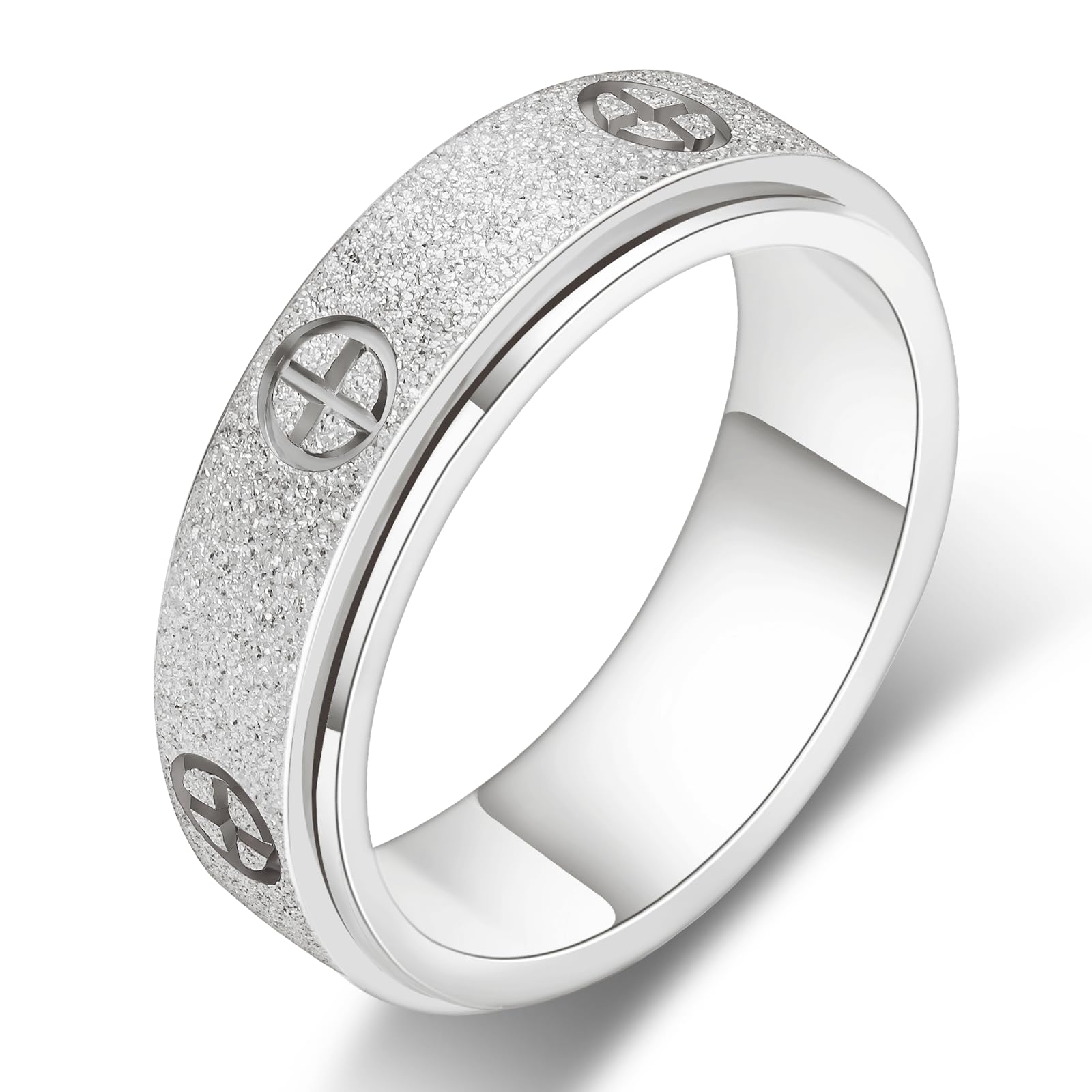 Dainty Gold Fidget Rings for Women: Stunning Fidget Toys & Fidget Spinners for Adults -18K Gold Plated Cross Rings, Love Ring & Eternity Band for Couples