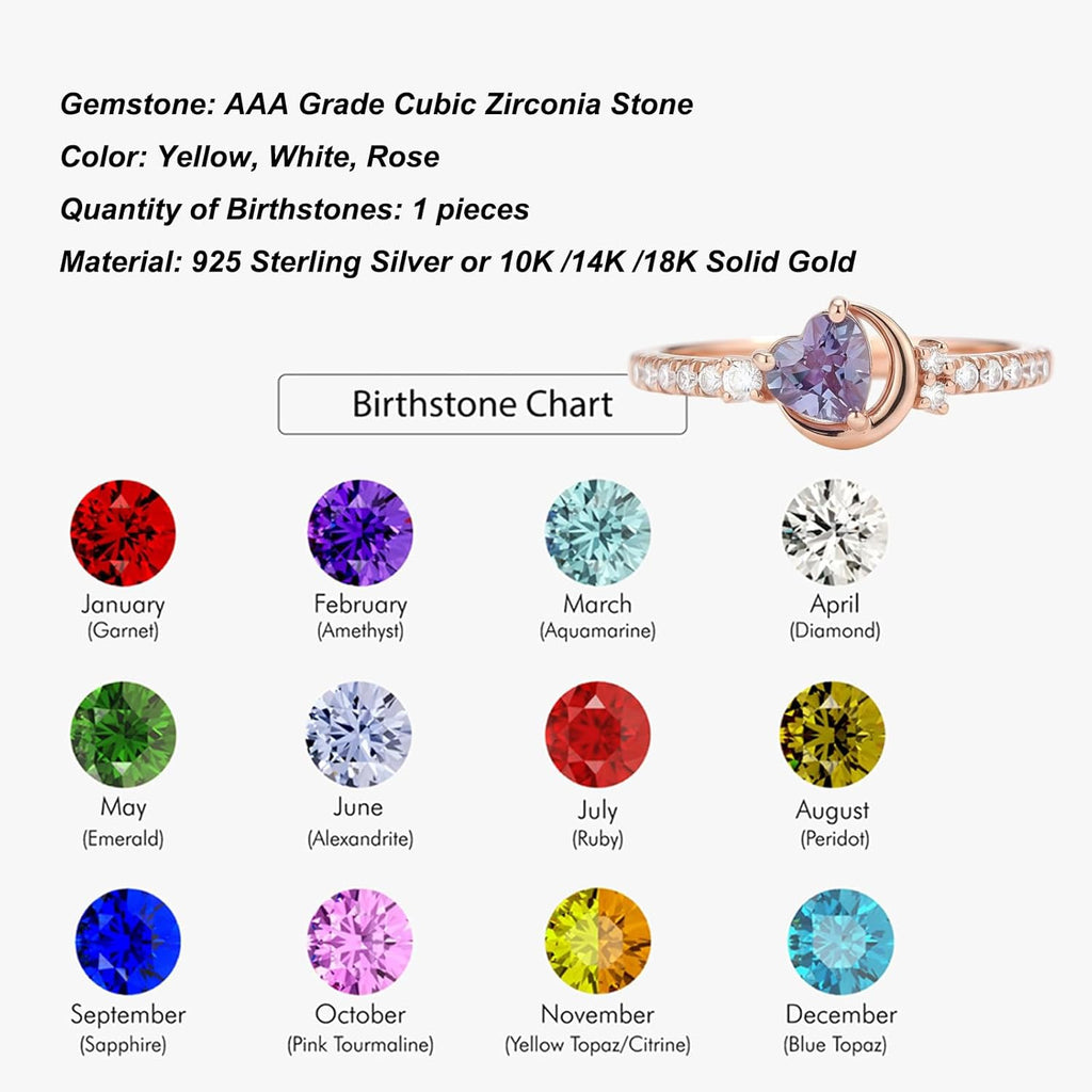 Birthstone Rings for Women Customized and Personalized 3 to 5 Gemstone Rings Family Birth Stone Ring 10K /14K /18K Solid Gold Gift for Mother Free Engraving