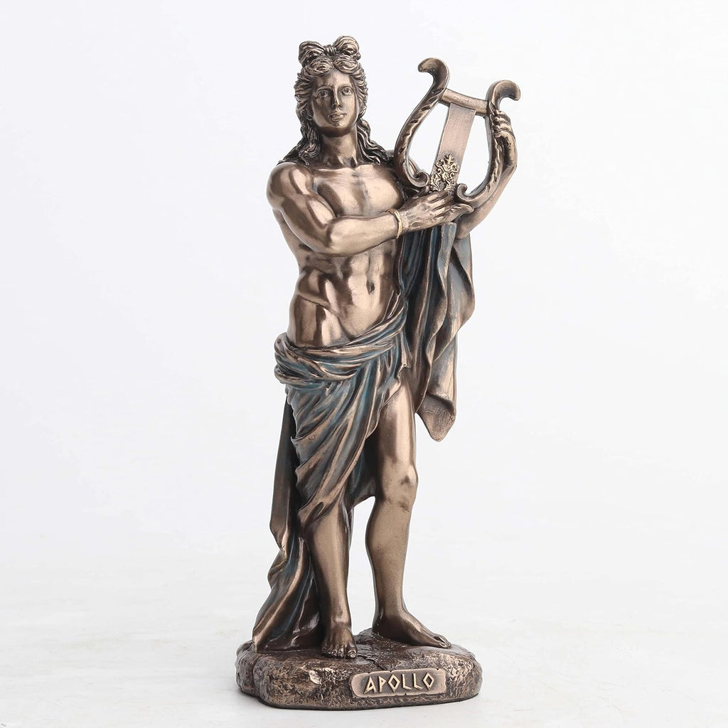 Veronese Design 6 1/4 Inch Tall Greek God Apollo Playing Lyre Cold Cast Resin Bronze Finish Sculpture