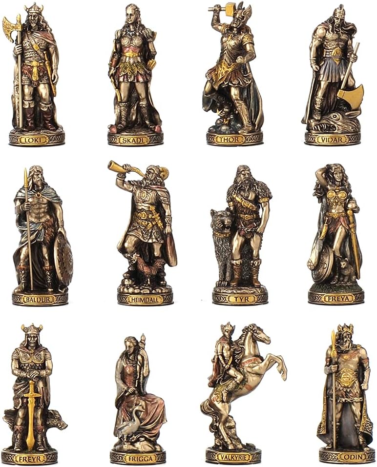 Veronese Design Norse Gods Resin Figurines Hand Painted Bronzed Statue