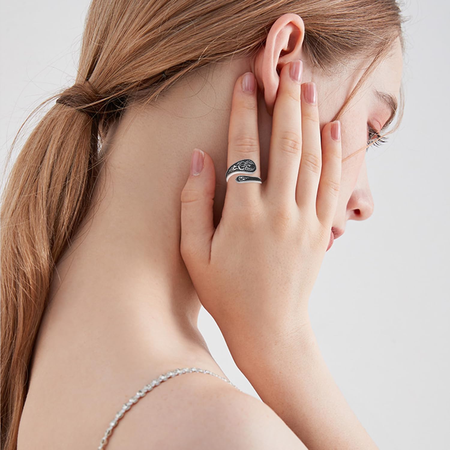 Faith/Moon Phase/Celtic/Phoenix Spoon Ring 925 Sterling Silver Thumb Ring Jewelry Girl Woman Birthday Gift