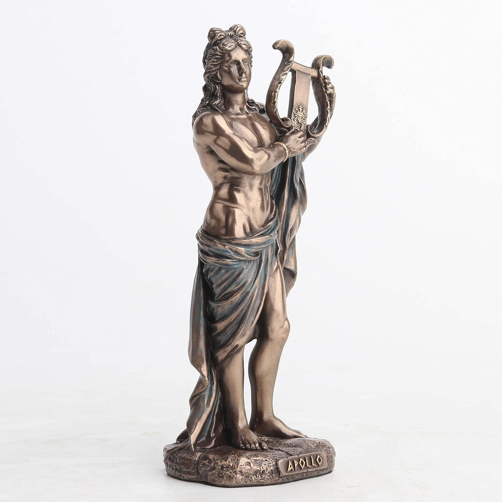 Veronese Design 6 1/4 Inch Tall Greek God Apollo Playing Lyre Cold Cast Resin Bronze Finish Sculpture