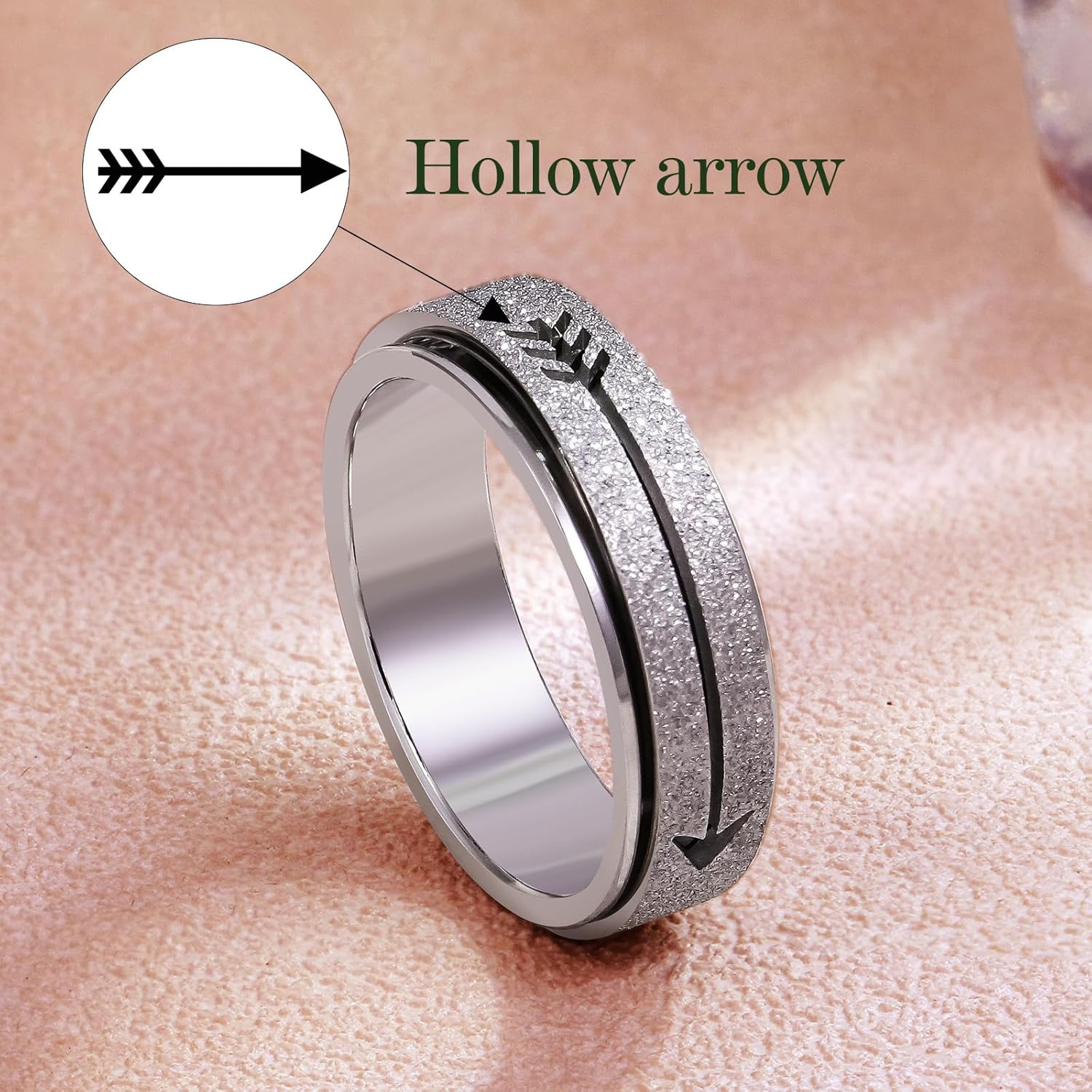 Fidget Spinner Ring for Women - THIS TOO SHALL PASS Stainless Steel 18K Gold Plated Anxiety Rotating Inspirational Ring for Stress Relief, Thumb Hope Rings Jewelry Gift for Women Men