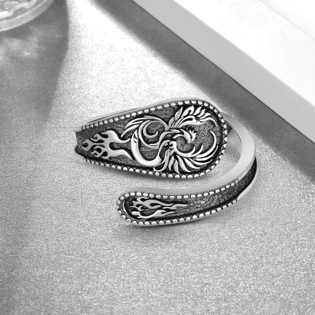 Faith/Moon Phase/Celtic/Phoenix Spoon Ring 925 Sterling Silver Thumb Ring Jewelry Girl Woman Birthday Gift