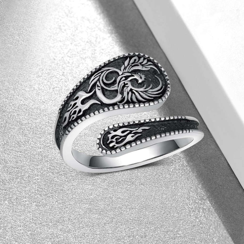 Faith/Moon Phase/Celtic/Phoenix Spoon Ring 925 Sterling Silver Thumb Ring Jewelry Girl Woman Birthday Gift